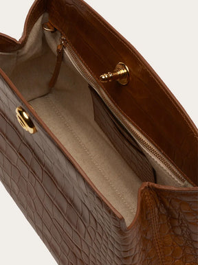 Pushlock Pouch nougat croc embossed