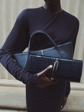 Petite Penne Tote navy leather