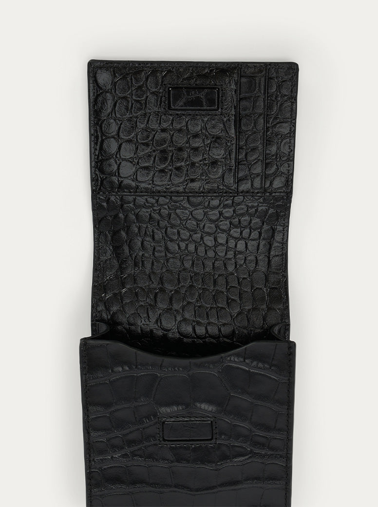 Poucheroo black croc