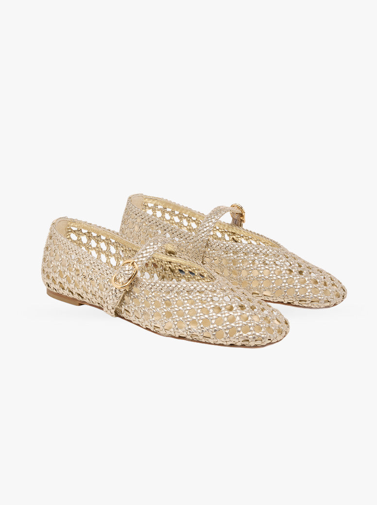 Prim Woven Maryjane gold