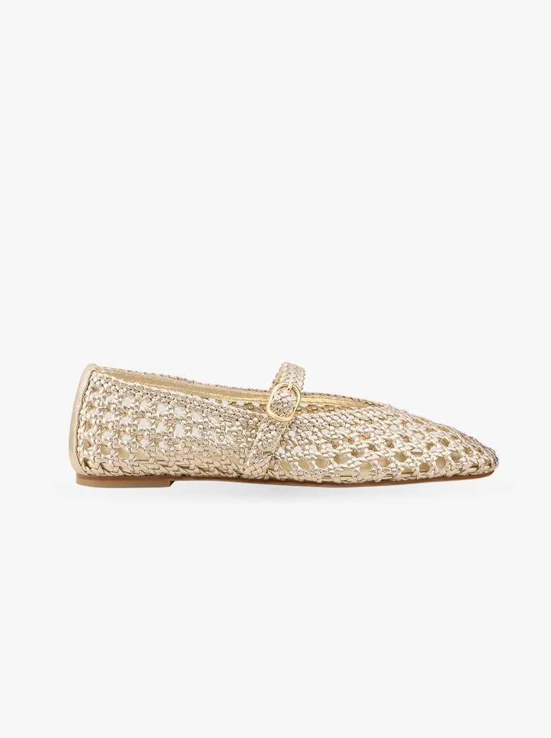 Prim Woven Maryjane gold