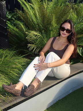 Sadie chocolate brown suede