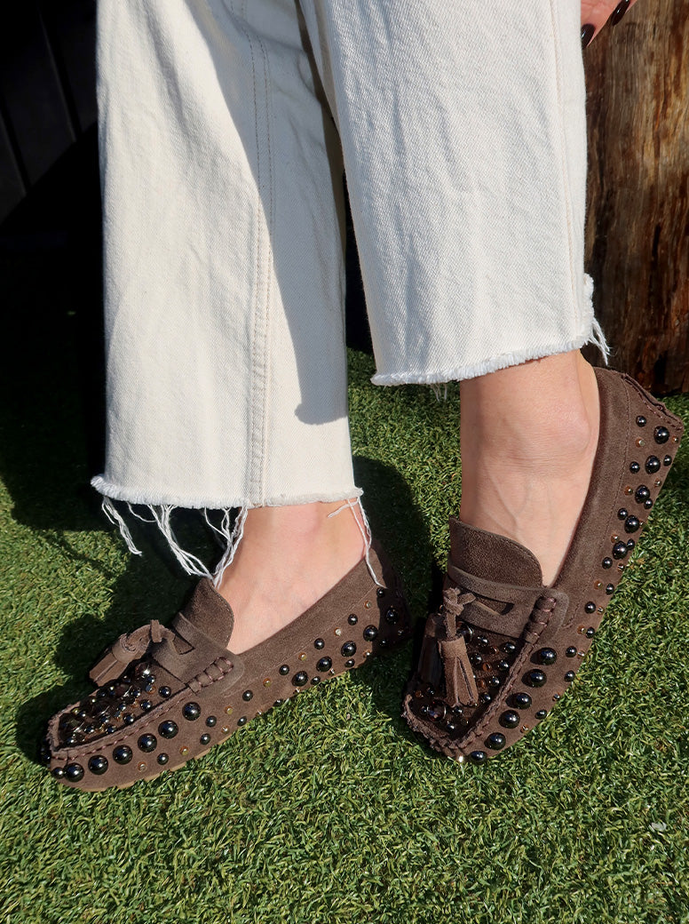 Sadie chocolate brown suede