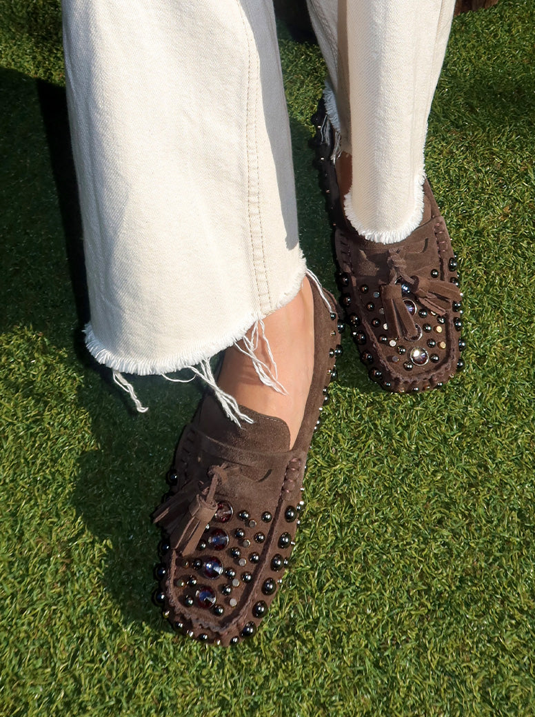 Sadie chocolate brown suede
