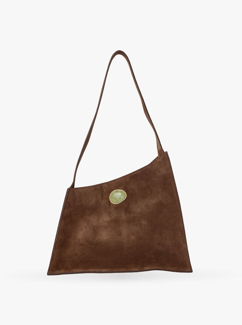 Slanted Shoulder Bag brown suede