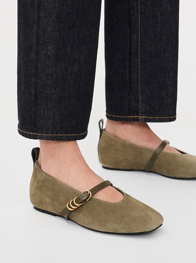 Spire Mary Jane olive suede