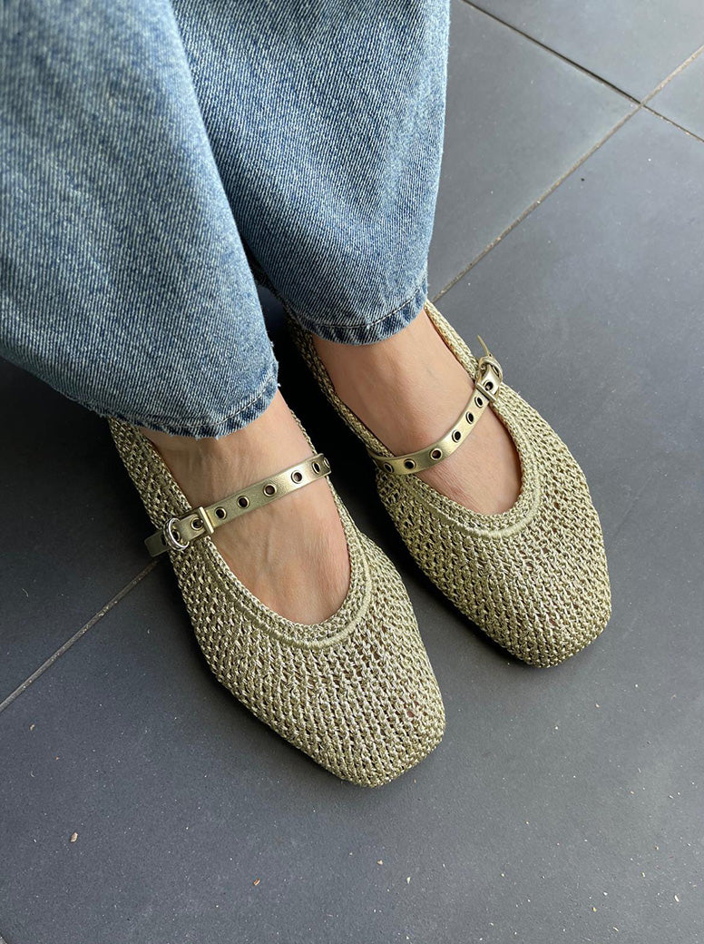 Spire Mary Jane gold lurex