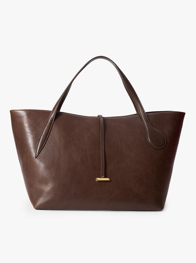 Zip Penne Tote dark brown