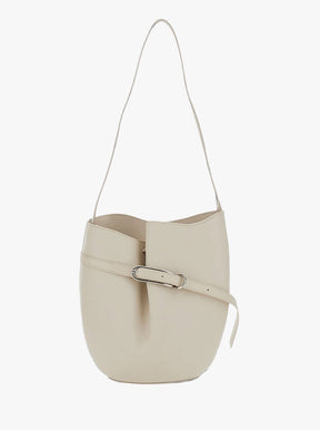 Belted Bucket Bag cream leather