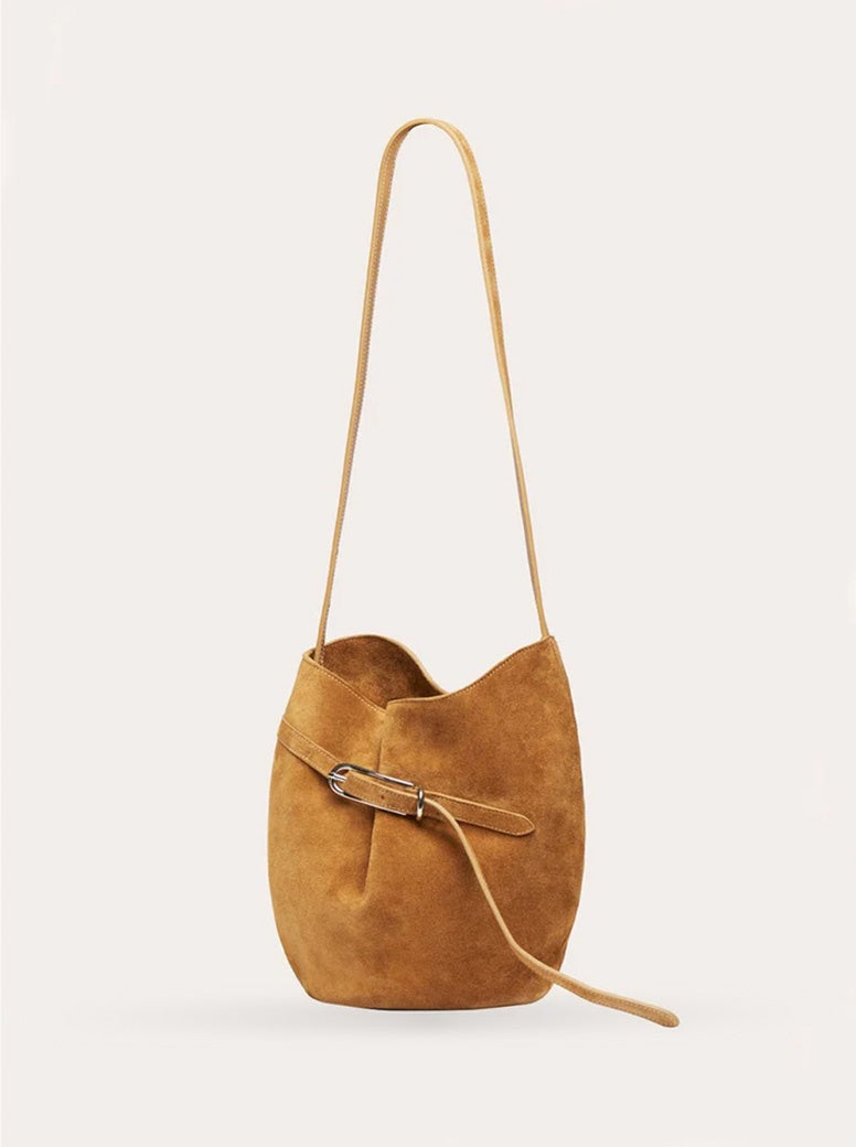 Belted Bucket Bag sand suede