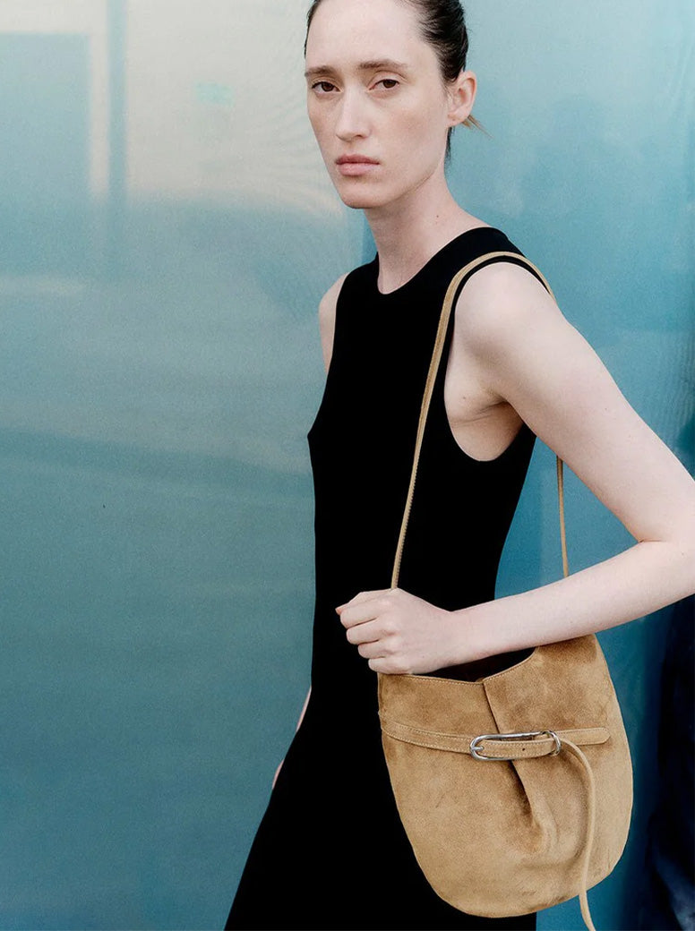 Belted Bucket Bag sand suede