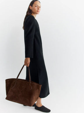 Mega Sprout Tote dark brown suede