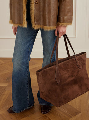 Mega Sprout Tote dark brown suede