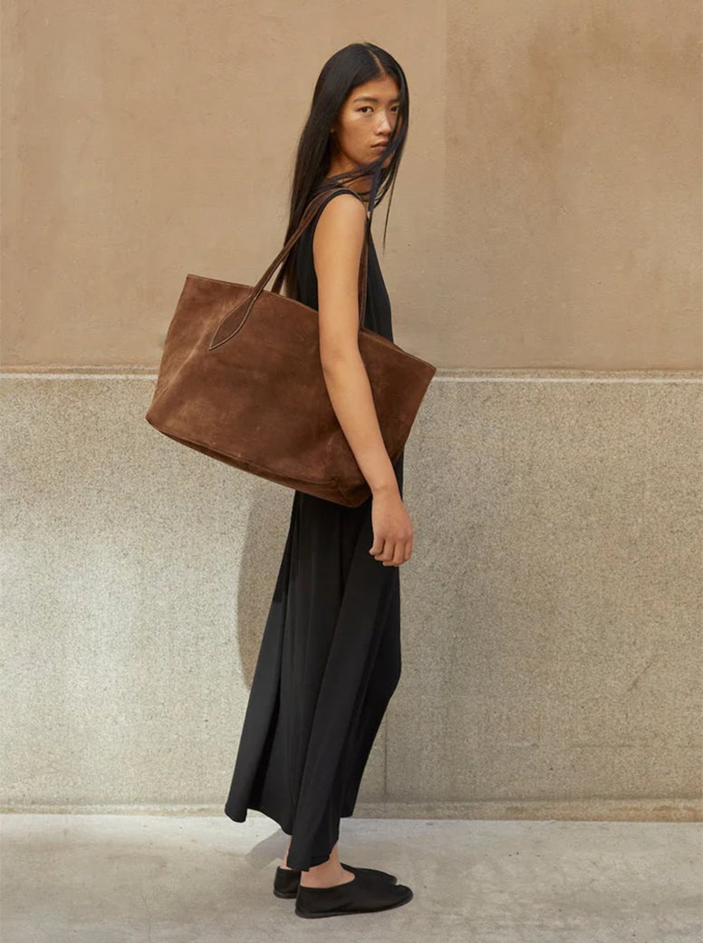 Mega Sprout Tote dark brown suede