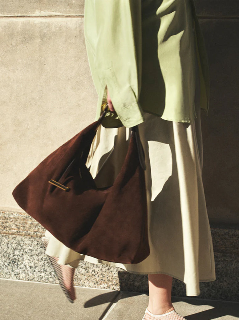 Pillow Hobo dark brown suede