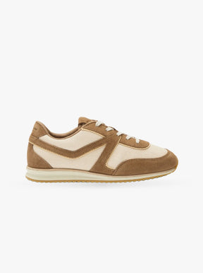 Retro Trainer Sneaker natural canvas/tan suede