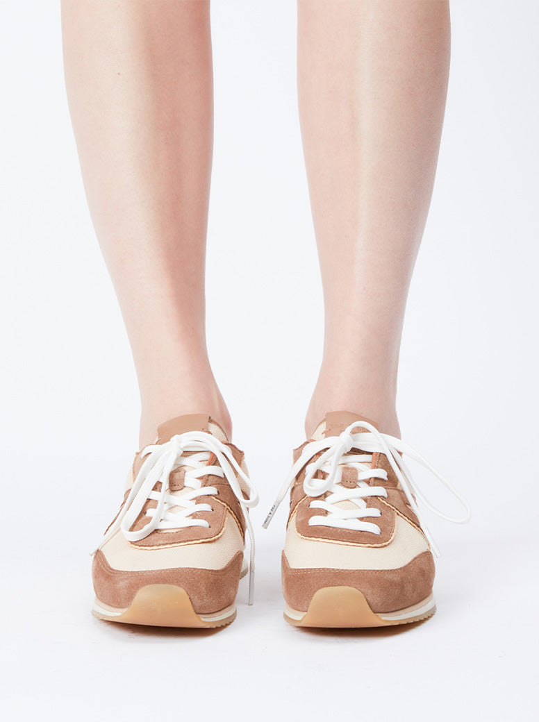 Retro Trainer Sneaker natural canvas/tan suede