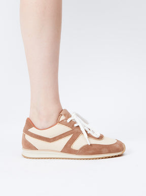Retro Trainer Sneaker natural canvas/tan suede