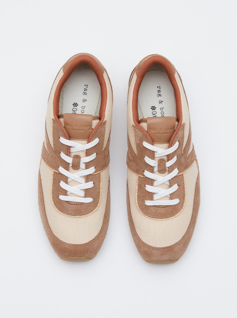 Retro Trainer Sneaker natural canvas/tan suede