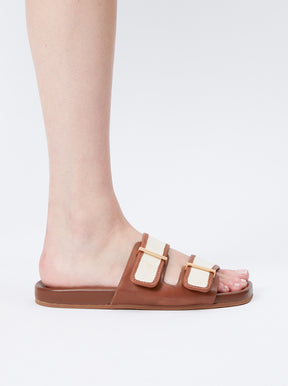 Ren Slide tan leather / canvas