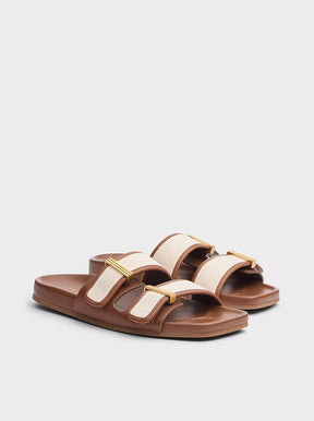 Ren Slide tan leather / canvas